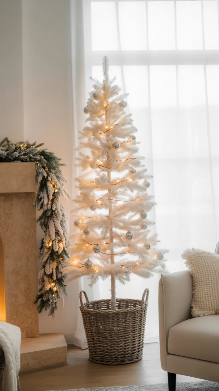 Quiet Elegance of a Slender White Christmas Tree