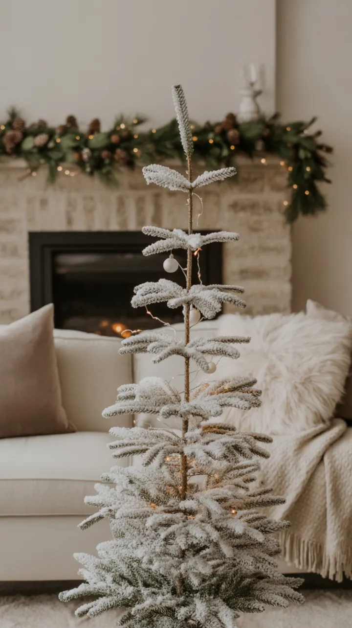Snow-Dusted Serenity – A Minimalist Christmas Living Room