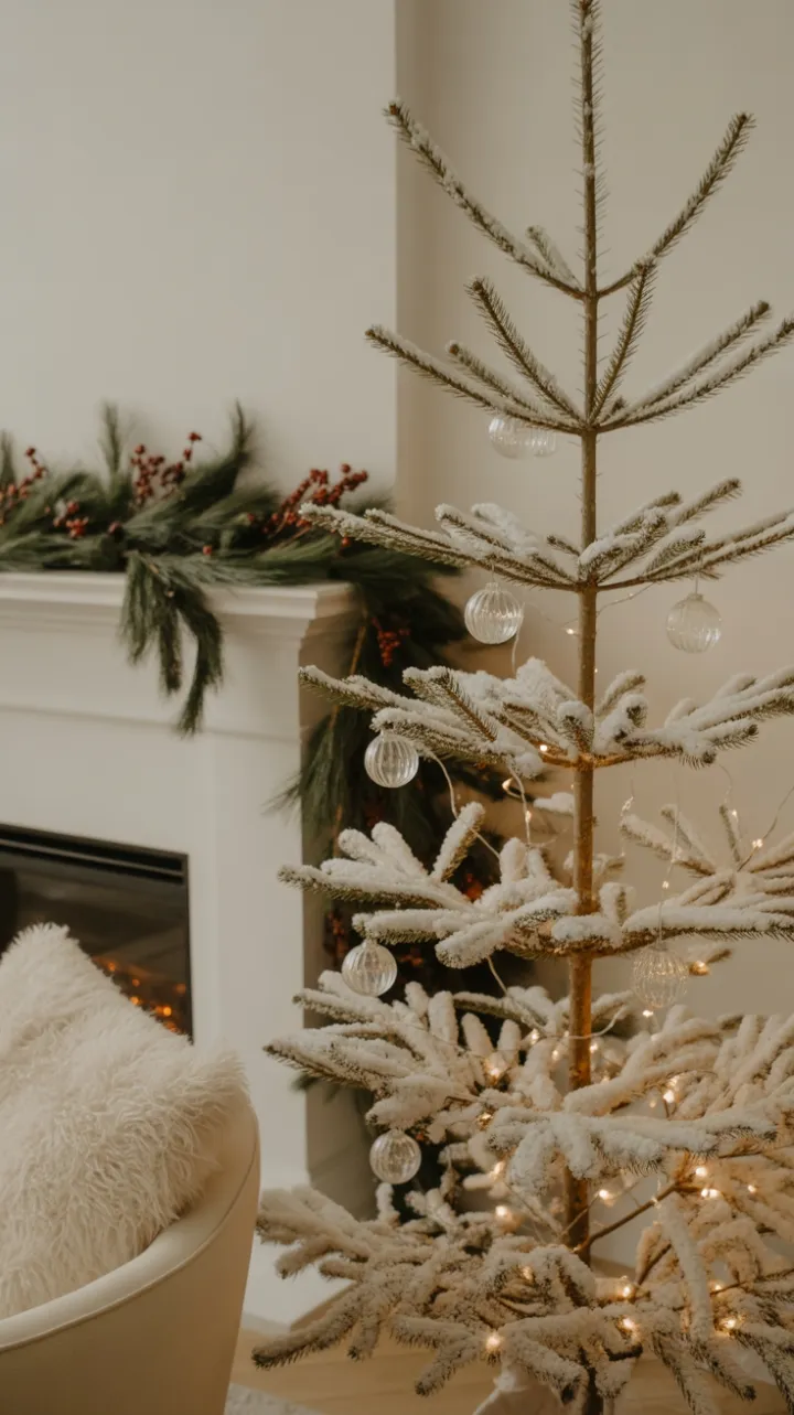 Serene Snow-White Christmas by the Hearth