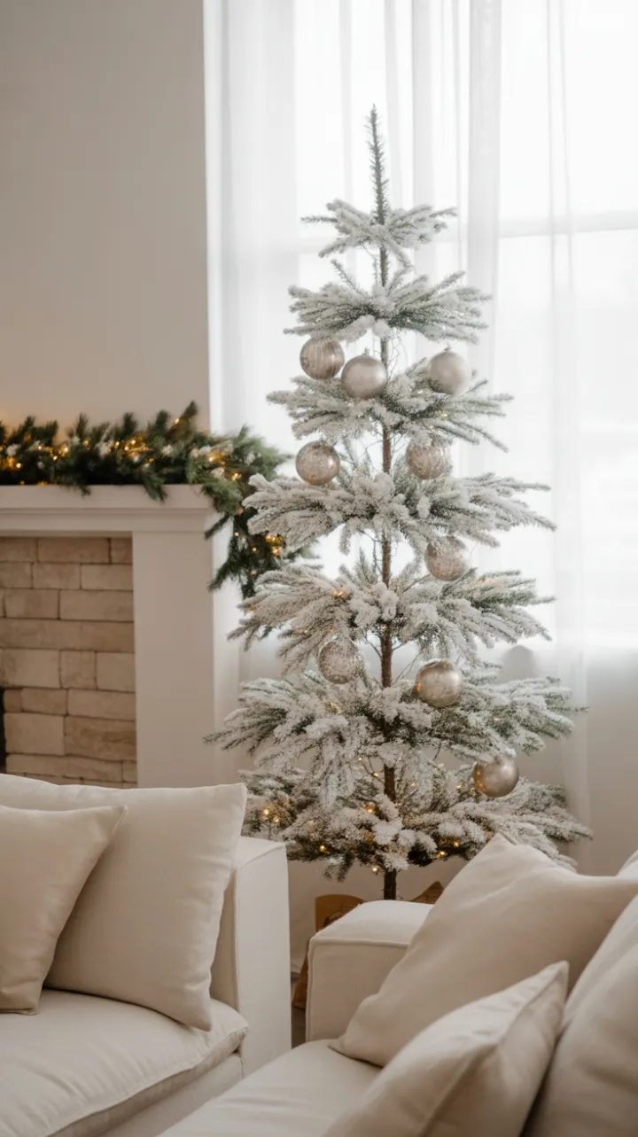 Snow-White Simplicity in a Minimalist Christmas Living Room