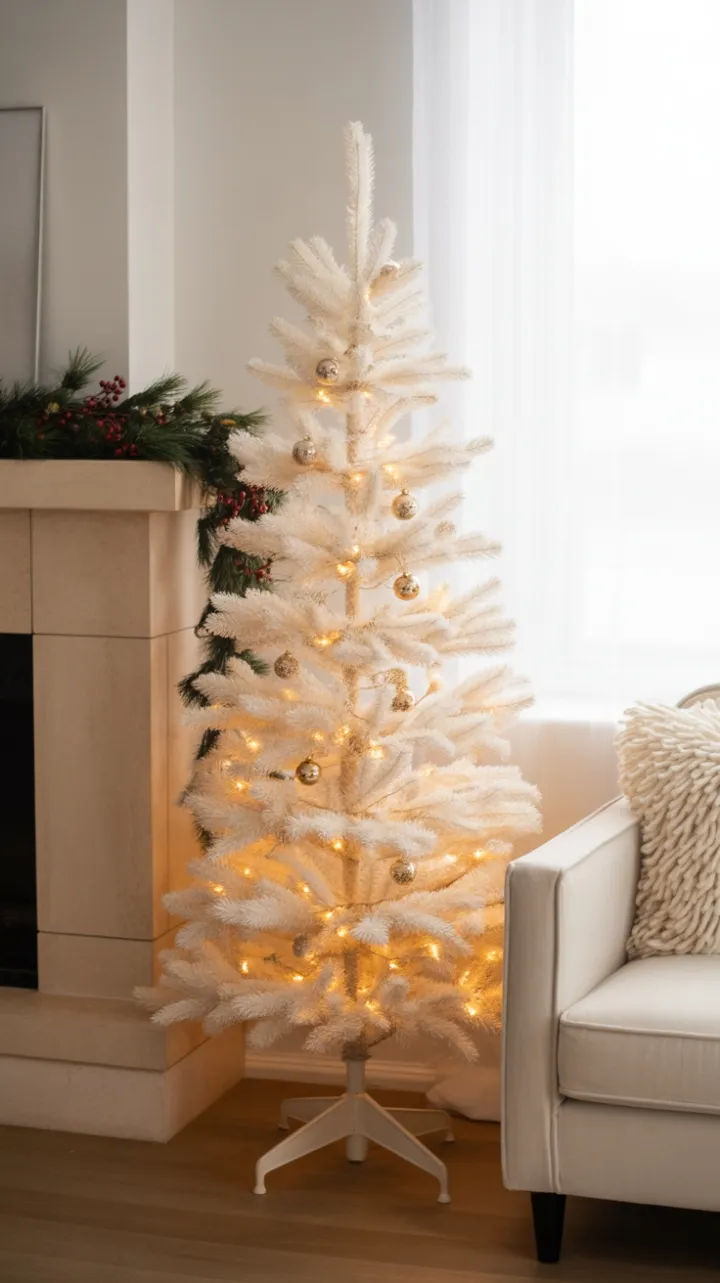 Quiet Holiday Elegance with a Slender White Tree