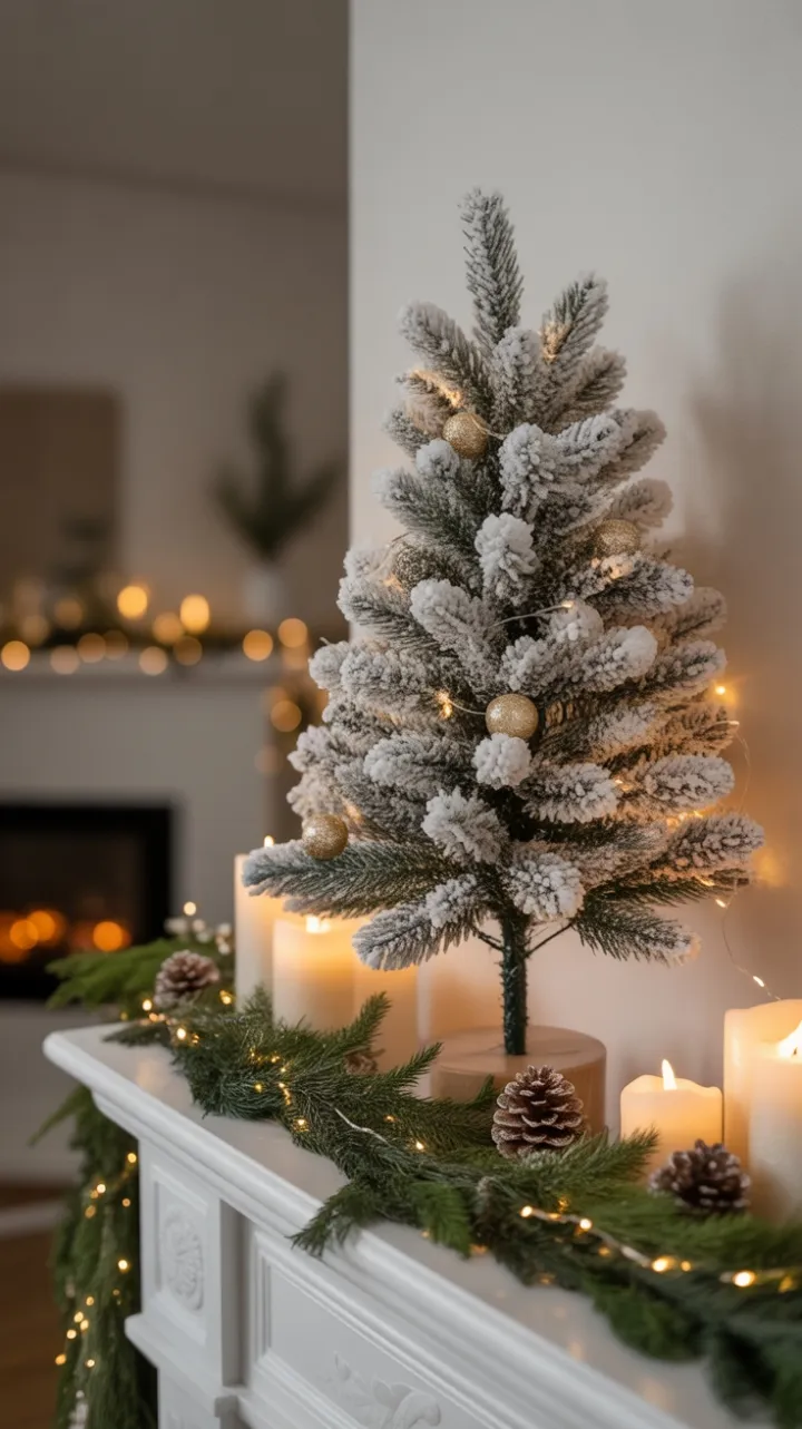 Snow-Kissed Mantel with Warm Golden Glow