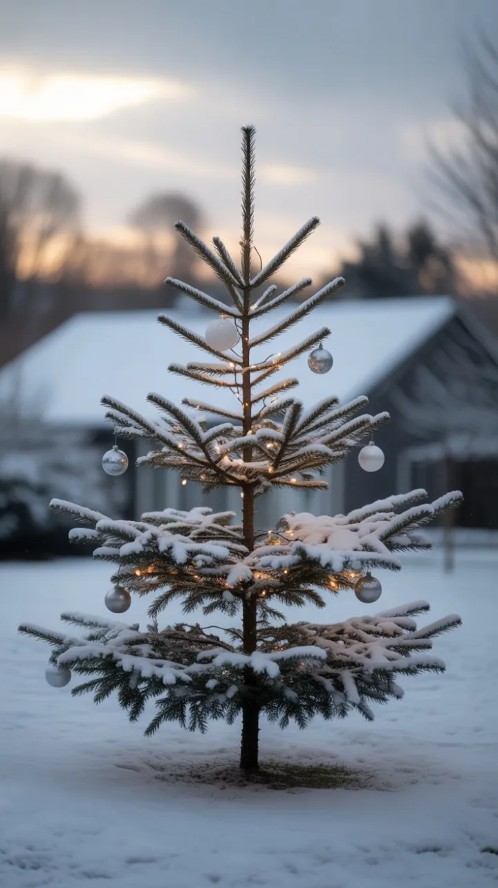 Winter's Gentle Glow Around a Solitary Christmas Tree