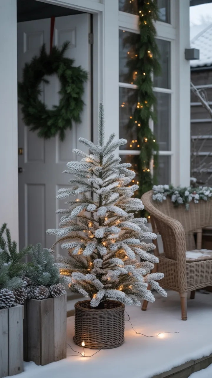 Frosted Light on a Minimalist Christmas Porch