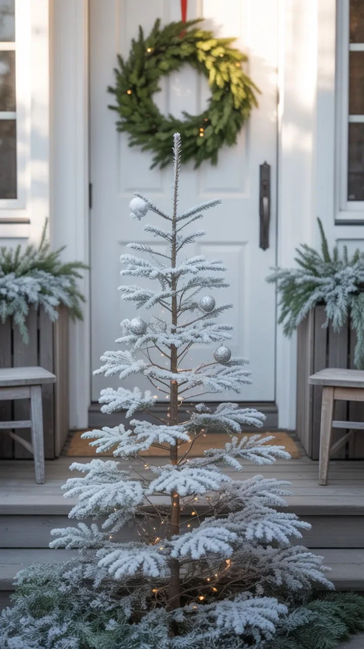 Late Afternoon Glow on a Frosted Minimalist Christmas Porch