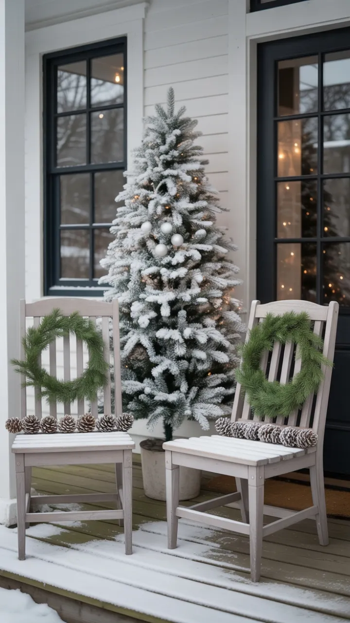 Snow-Kissed Porch with a Gentle Holiday Glow