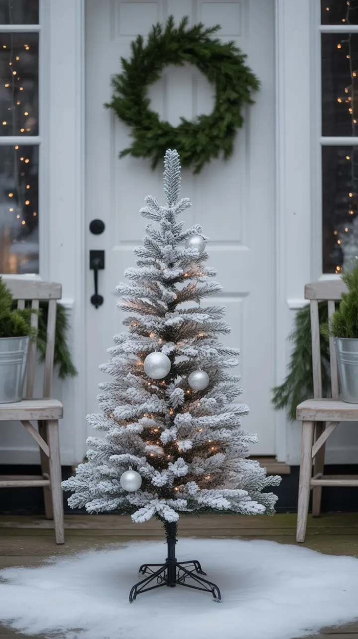 Snow-Kissed Minimalist Christmas Porch