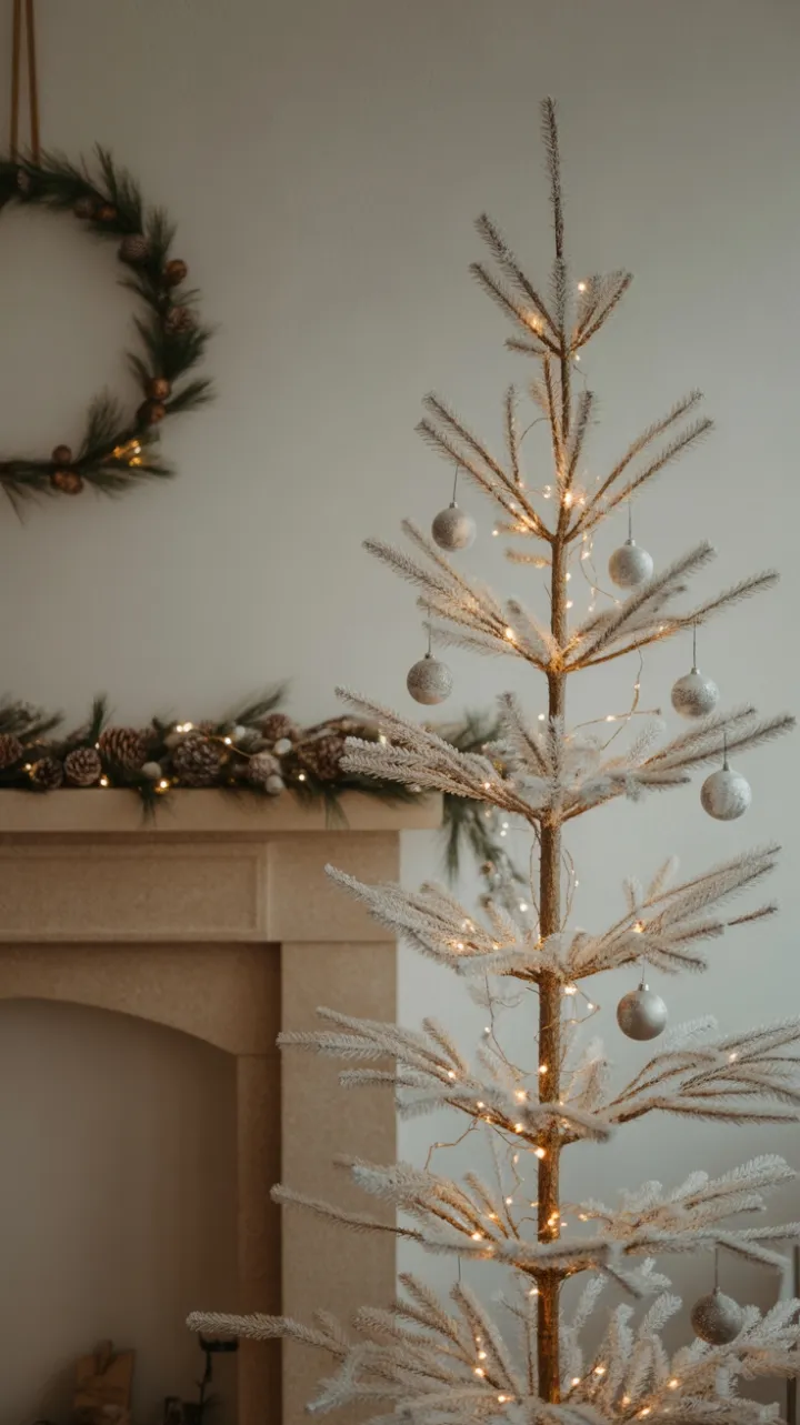 Serene Minimalist Christmas with a Slender White Tree