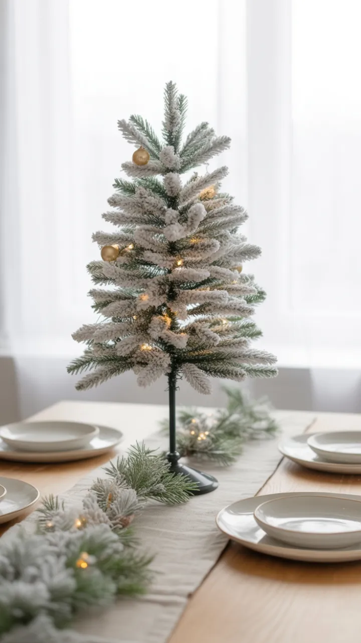 Serene Snow-Kissed Minimalist Christmas Table