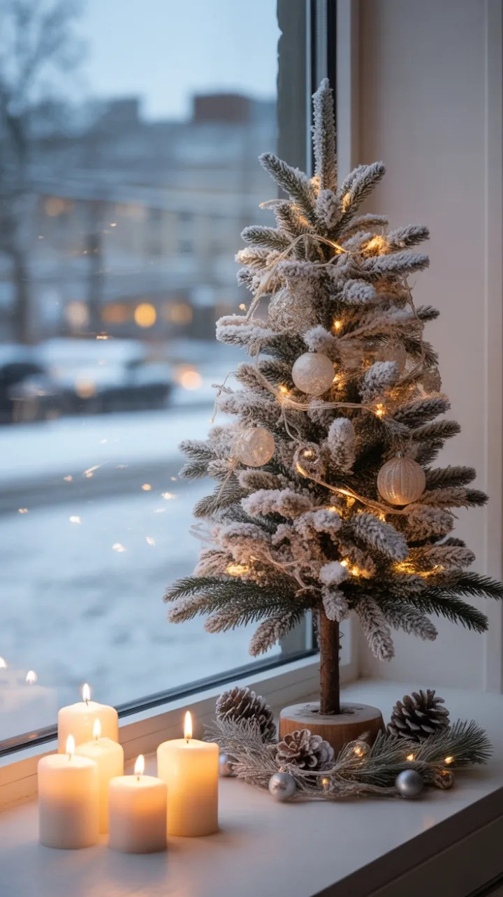 Snowlit Serenity in a Minimalist Christmas Window