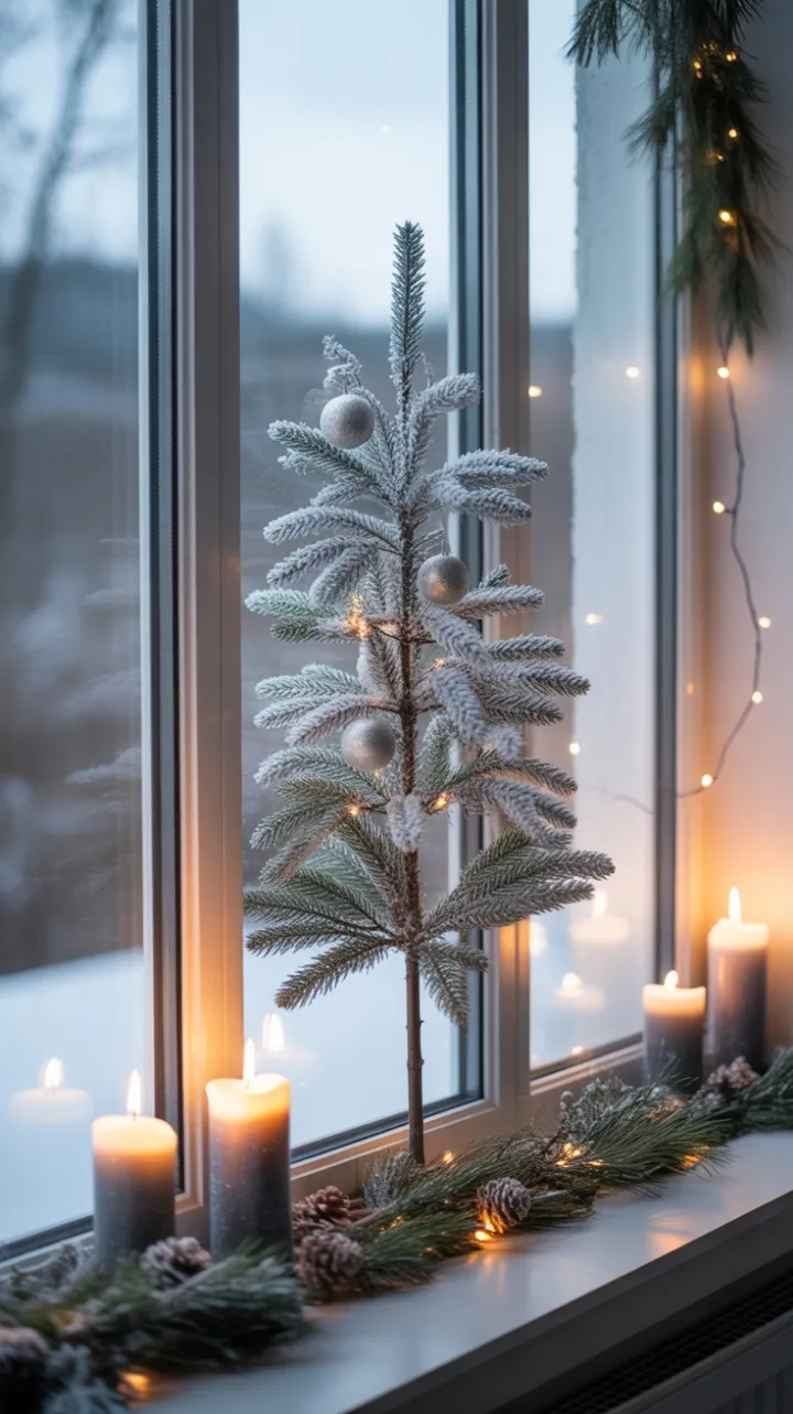 Snow-Kissed Candlelit Window