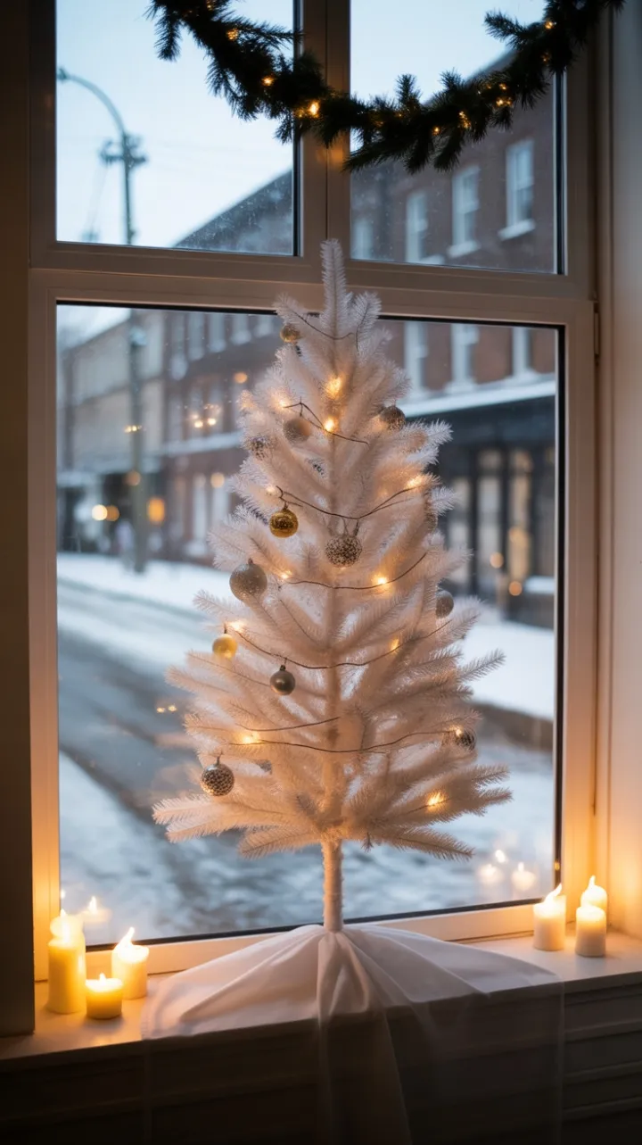 Minimalist Christmas Glow in a Snow-Kissed Window