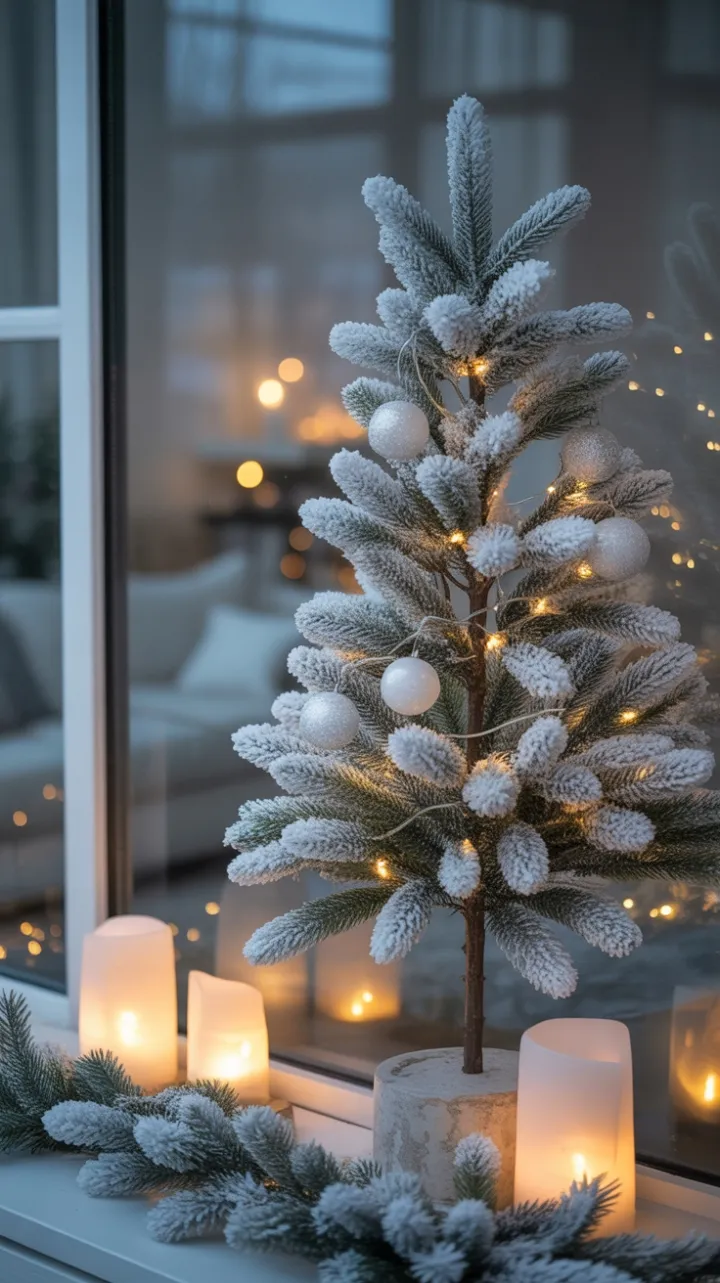 Frosted Serenity in a Minimalist Holiday Window