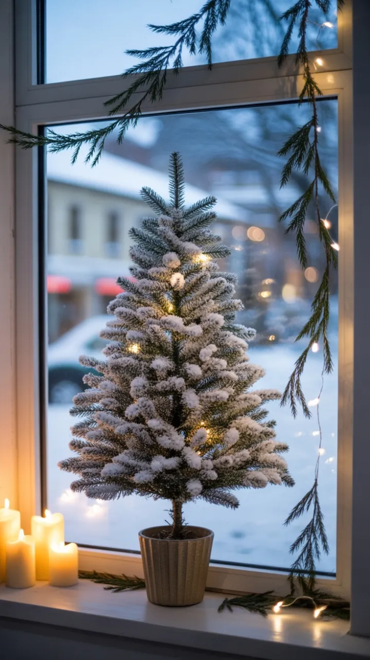 Twilight Glow in a Minimalist Christmas Window