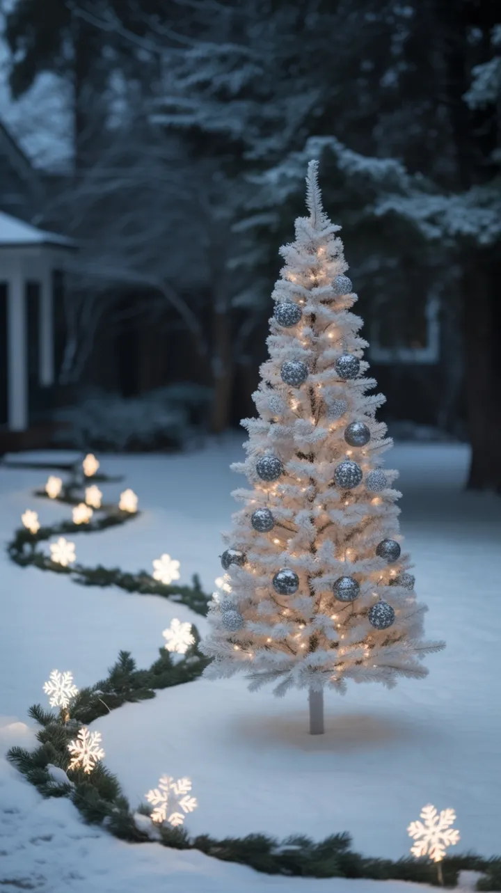 Silent Twilight of the Minimalist White Christmas Tree