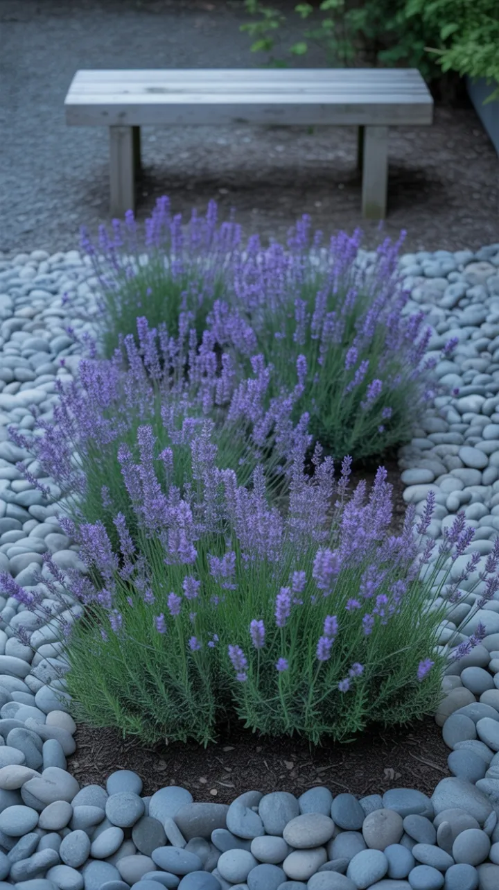 Quiet Contemplation Among Lavender and Stone