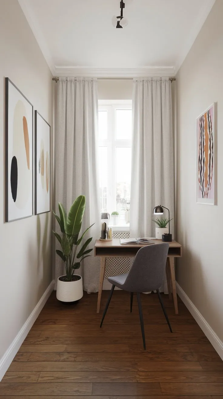 Simple elegance defines this minimalist home office, where functionality meets understated style.