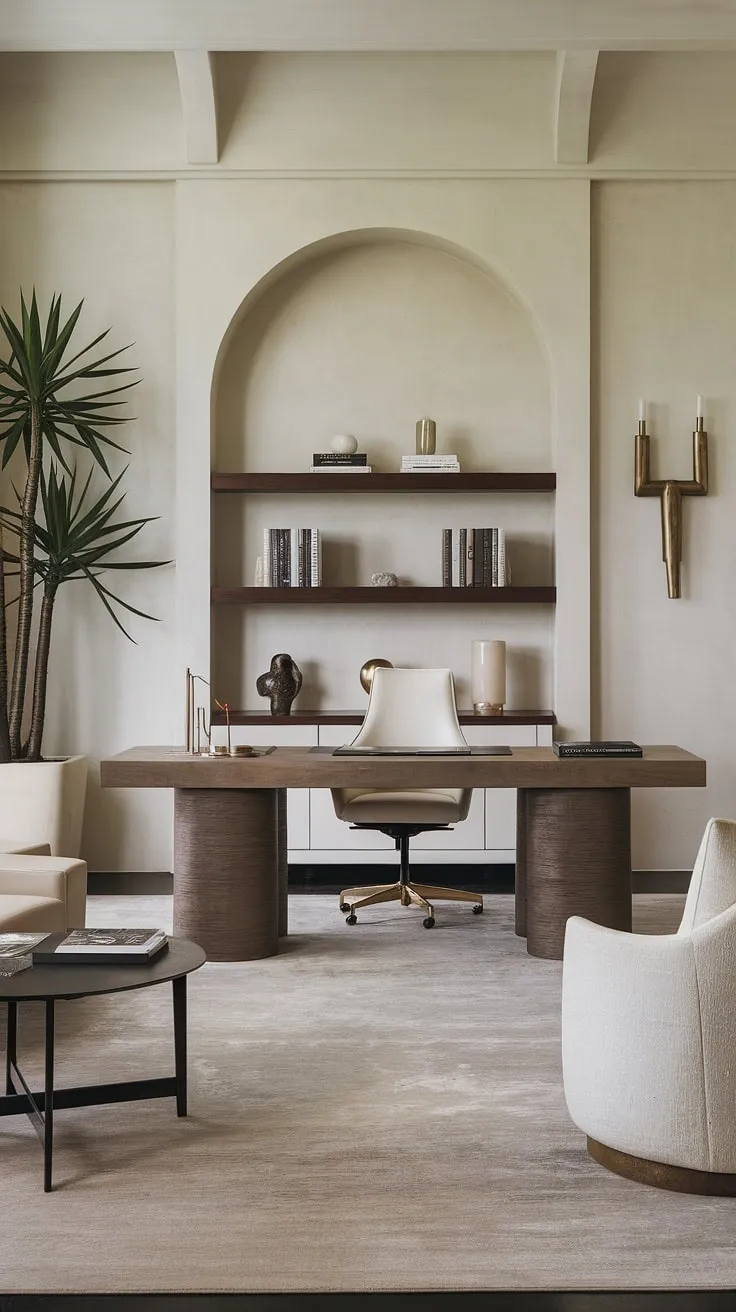 Where minimalist design meets ultimate productivity. This home office, bathed in natural light, provides the perfect sanctuary for focused work and creative inspiration. The clean lines and carefully curated details create a space that's both calming and energizing. A haven for ambitious minds.