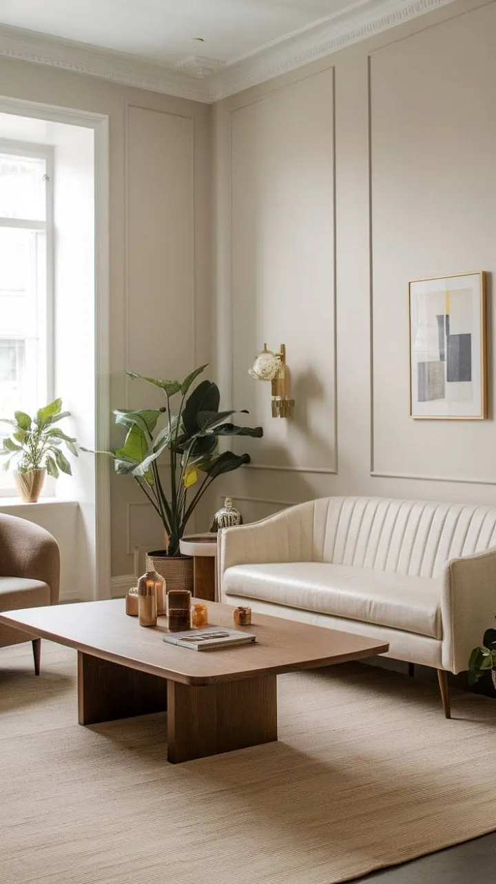 This home office masterfully combines minimalist elegance and functionality, creating a luxurious haven that inspires creativity through simplicity and natural light.