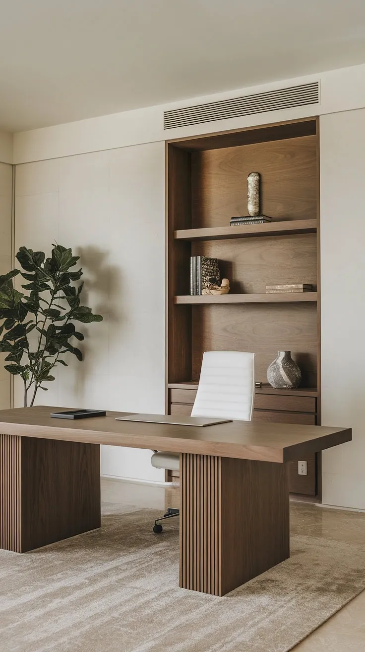 Dream interior achieved. This luxurious interior showcases a minimalist home office, perfectly balancing modern home office design with minimalist decor.  The result?  Unparalleled office inspiration.