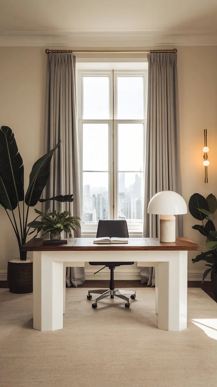 This minimalist home office is a testament to sophisticated simplicity.  The dream interior features a luxurious feel, achieved through thoughtful design and a stunning view, making it the perfect space for inspiration and productivity.