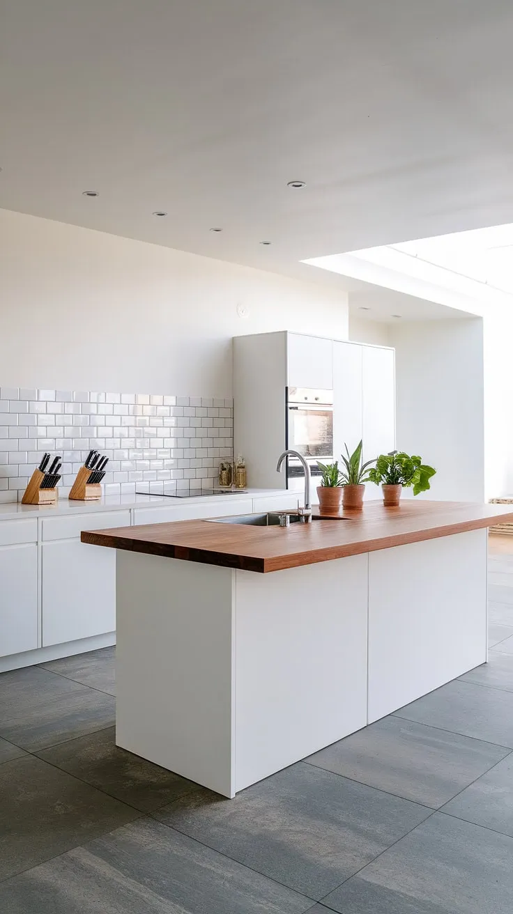 Clean lines, warm wood, and the gentle hum of daily life. This minimalist kitchen, anchored by a spacious island, is a testament to the beauty of functional design. The natural light streaming in perfectly complements the subtle textures and calming atmosphere. A perfect space for creating and connecting.