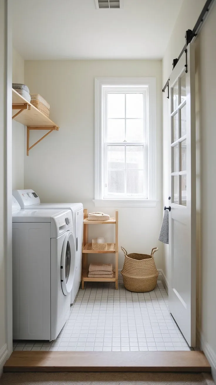 Small space, big impact. This minimalist laundry room proves that even a tiny footprint can accommodate efficient and stylish laundry solutions. The clean lines and bright space create a surprisingly serene atmosphere. A perfect example of how thoughtful design can maximize functionality in a compact area. A testament to smart space planning, a haven of calm amidst the daily grind, and a reminder that less can truly be more.
