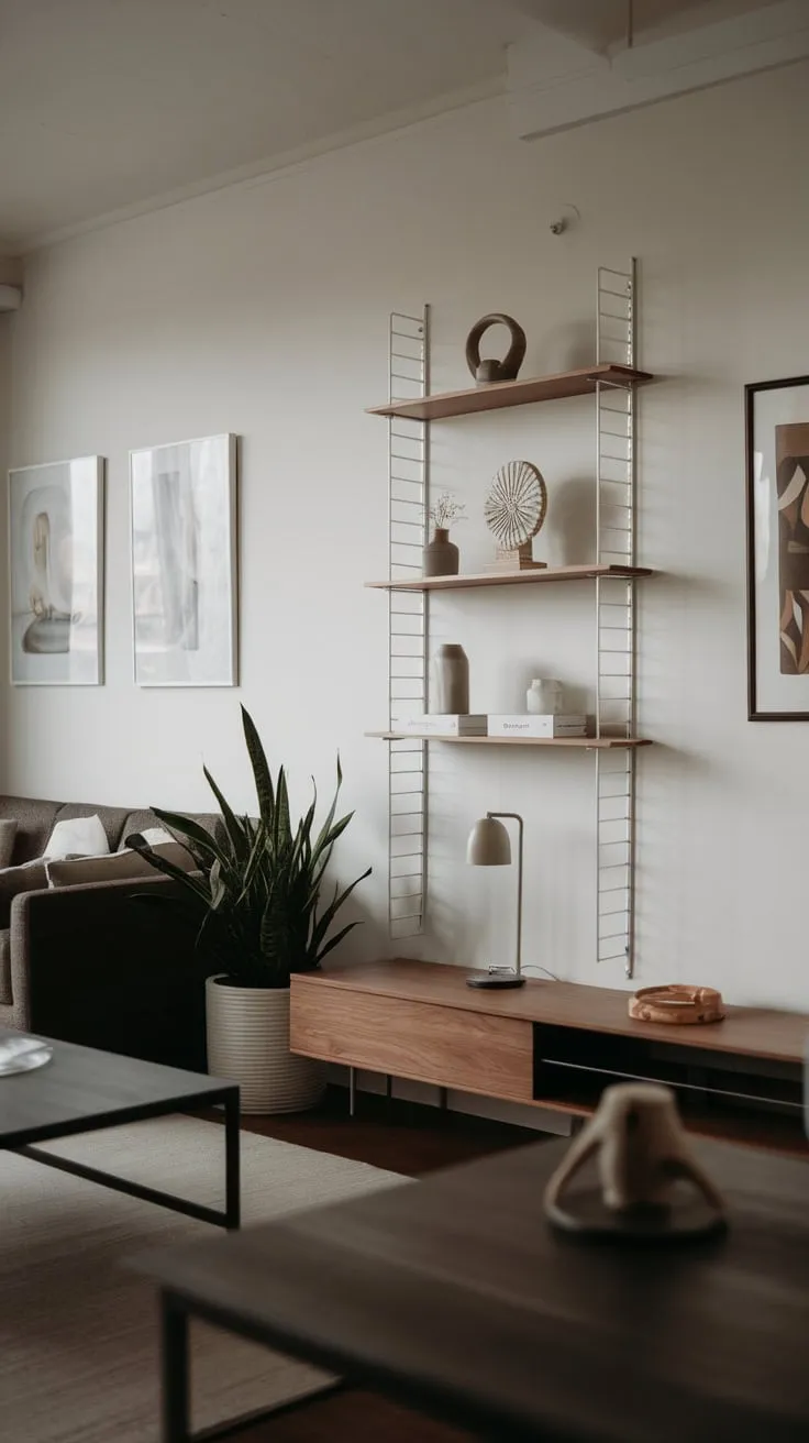Clean lines and functional design define this small apartment's stylish and uncluttered living space.