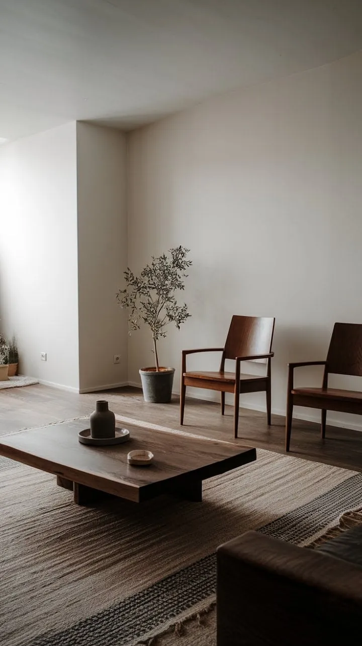 This minimalist one-bedroom apartment embodies serene simplicity, where organic modern decor and thoughtful design create a perfectly curated haven of calm.