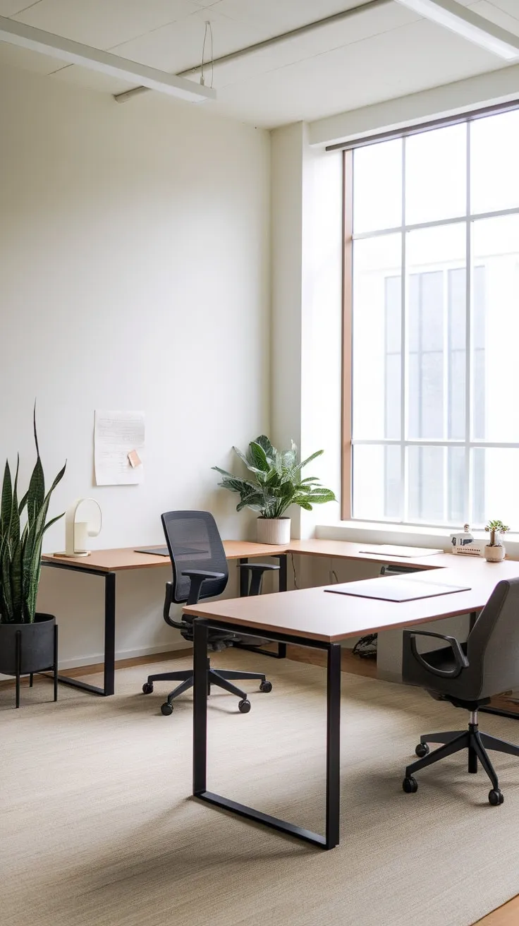 A bright, airy workspace showcases modern efficiency through a simple design and carefully chosen elements.