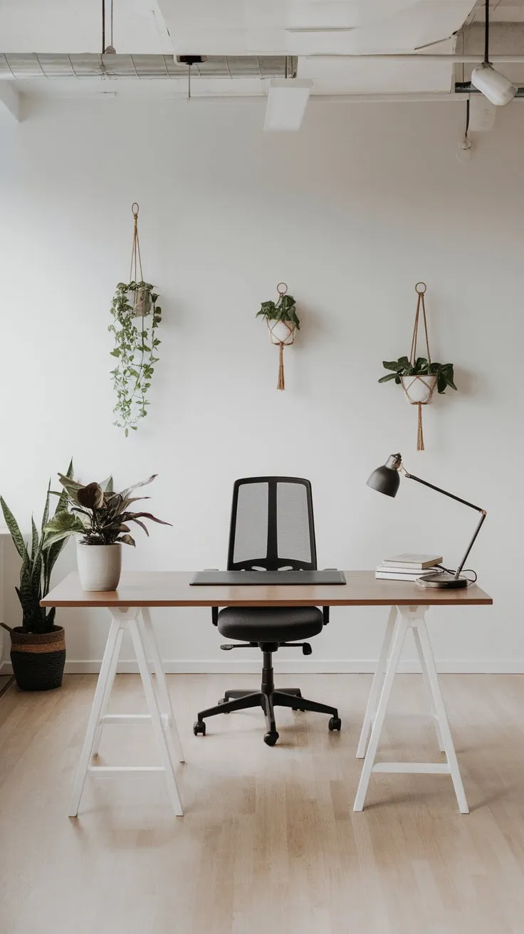 Clean lines and a few carefully chosen elements define this minimalist workspace.