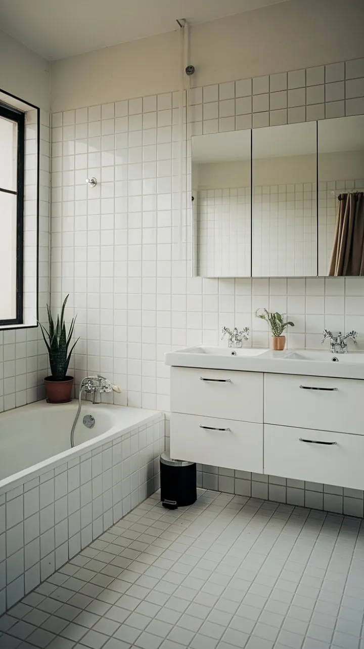 This minimalist bathroom transforms simplicity into luxury, showcasing how a pristine design can create an unexpectedly spacious and serene retreat.