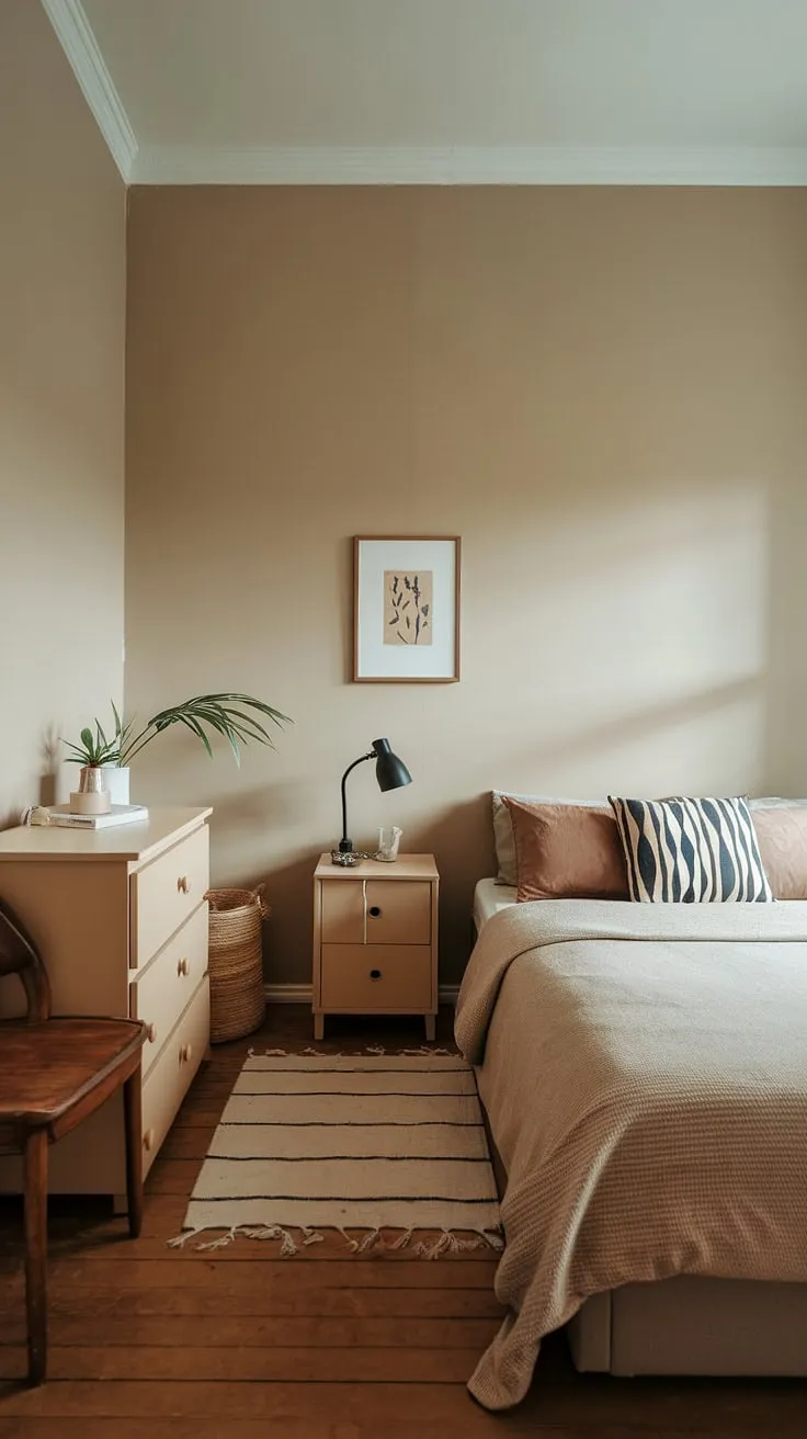 This small bedroom is a testament to the power of mindful design. Every element, from the neutral color palette to the carefully chosen furniture, contributes to a sense of peace and tranquility. A space this thoughtfully curated feels both cozy and expansive.