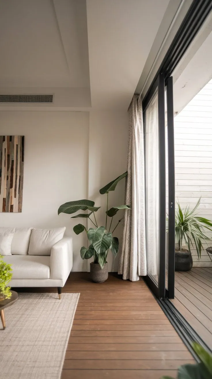 Modern minimalist living, defined by clean lines and natural light, flows effortlessly to an outdoor oasis.