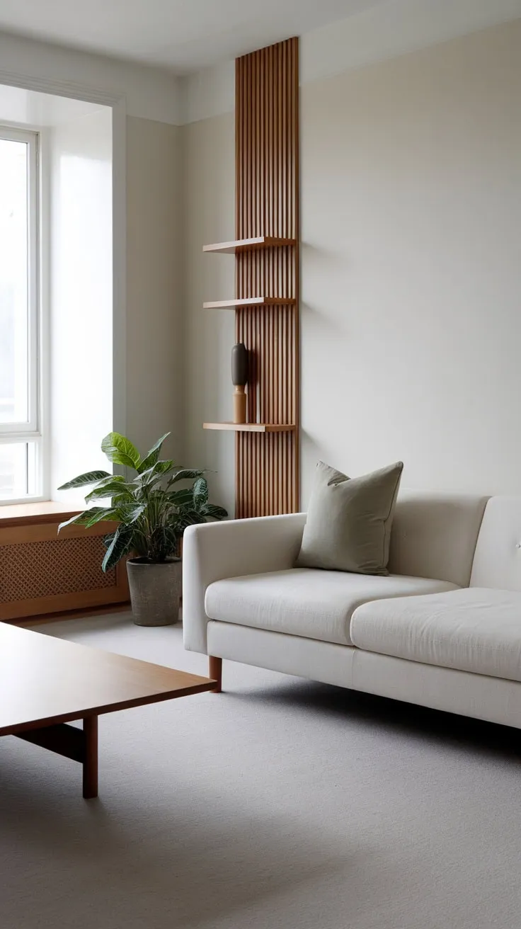 Clean lines and minimalist furniture define this modern apartment's serene living space