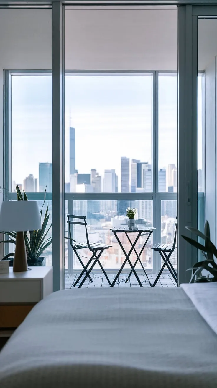 Wake up to breathtaking city views from your own private sanctuary. This minimalist apartment offers the perfect blend of comfort and modern design, complete with a serene bedroom and a balcony ideal for enjoying your morning coffee. A peaceful retreat awaits.