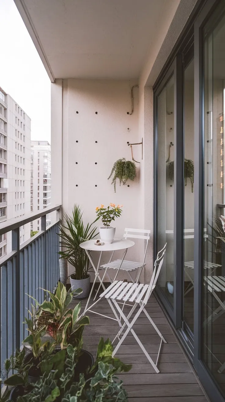 Urban serenity found in this minimalist balcony haven. The view is breathtaking, the space calming, and the perfect spot for a quiet morning coffee, a moment of peace amidst the city's energy.