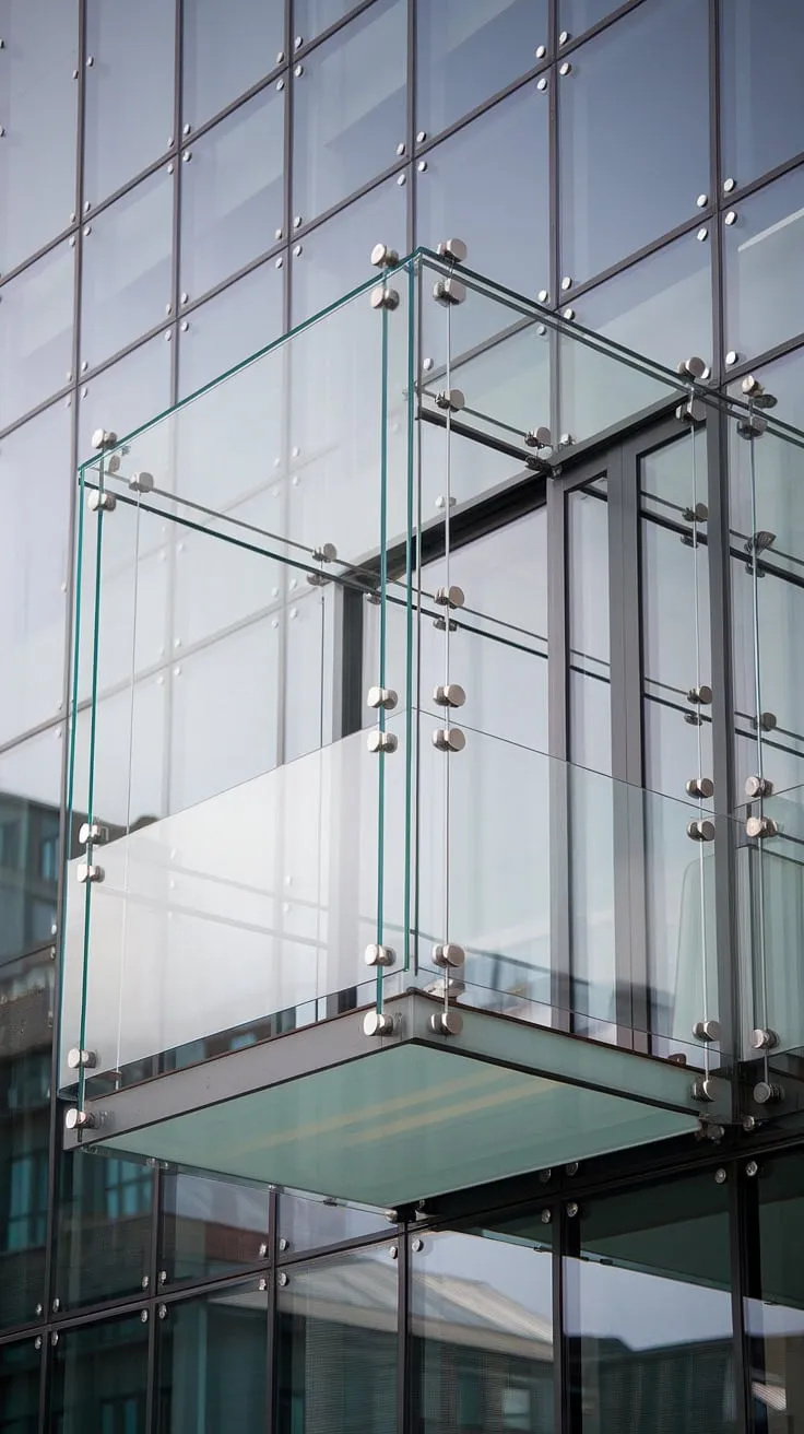 Experience urban living redefined. This stunning tempered glass balcony boasts a sophisticated glass railing and panoramic balcony glass panels, creating a glass terrace railing that's both stylish and secure. The glass fencing and glass partitions offer privacy and a sense of spaciousness, while the balcony glass wall seamlessly integrates the outdoor space with the interior.  This frameless glass balcony is a masterpiece of modern glass design, prioritizing both aesthetics and safety.
