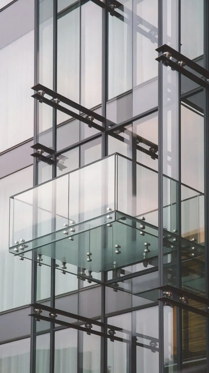 This sleek, frameless balcony offers breathtaking views and airy elegance, seamlessly merging safety with sophisticated design.