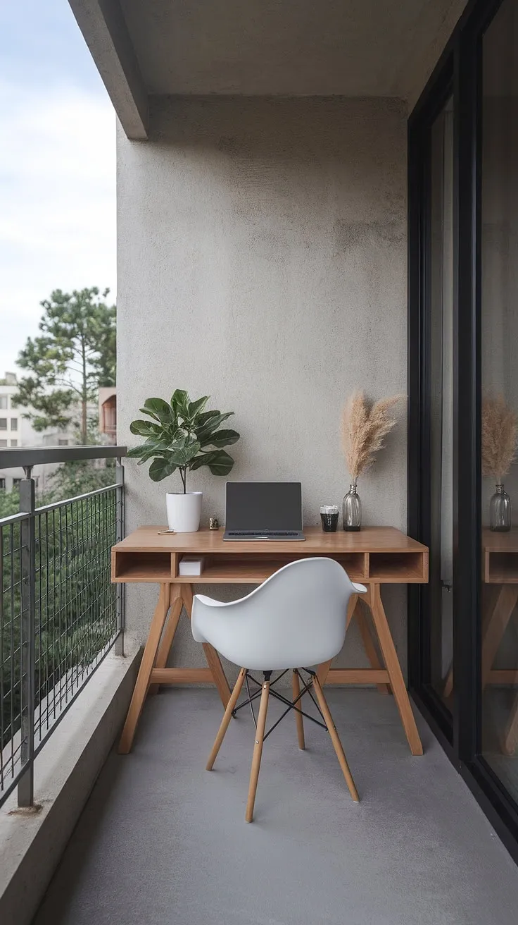 My urban sanctuary. A simple desk, a laptop, and a view that fuels my creativity. This balcony office provides the perfect balance of work and relaxation, offering A quiet workspace, A stunning outlook, and A welcome escape.