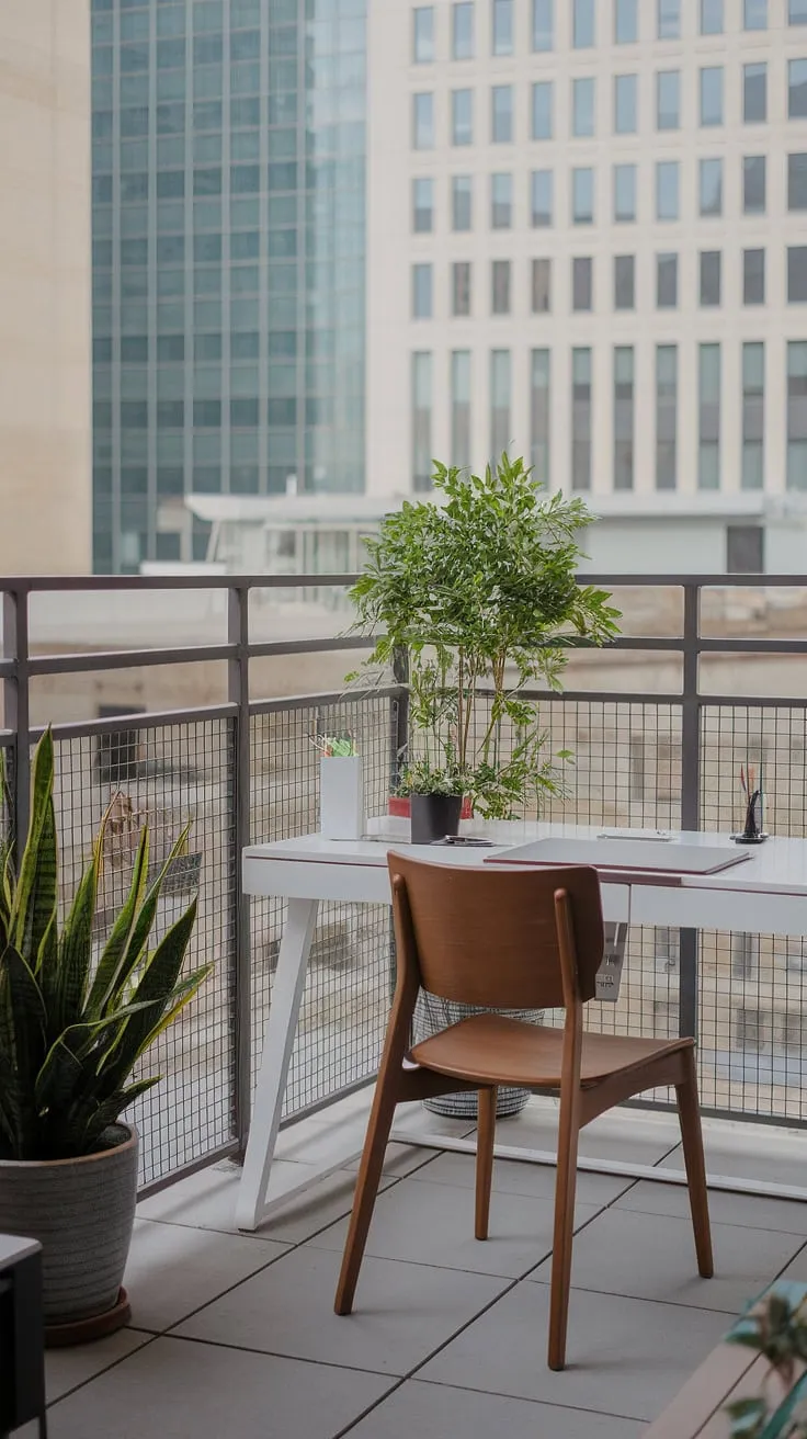 Work from anywhere. This balcony office, with its stunning cityscape view, proves that a productive workspace can be found even in the most unexpected places. The fresh air and inspiring panorama fuel creativity and focus, making every task feel a little less like work.