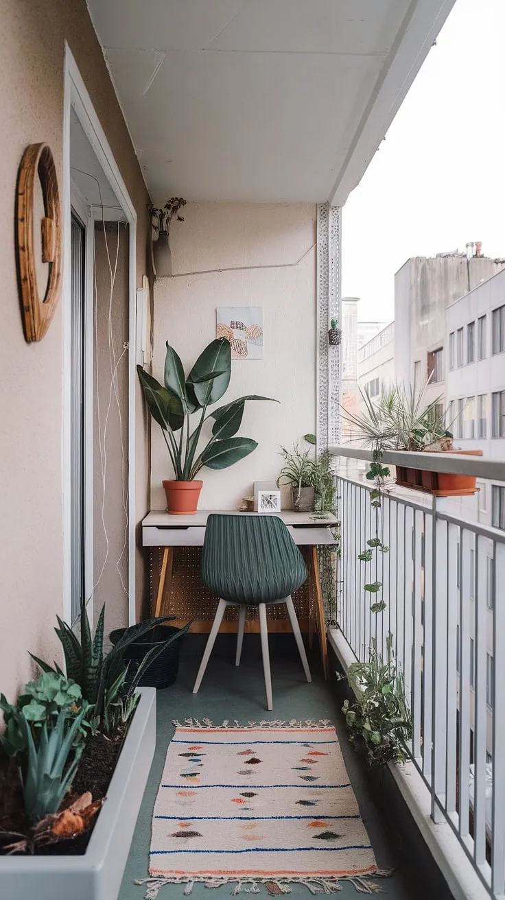 A small space, a big view. This balcony office offers the perfect escape, a quiet corner to focus amidst the urban buzz. A sanctuary for creativity and productivity.