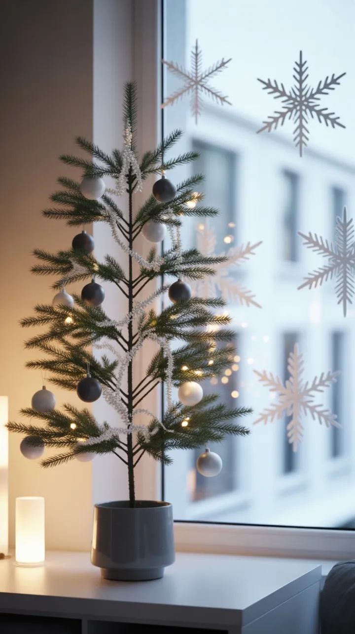 Serene Modern Christmas Featuring a Minimalist Black and White Tree