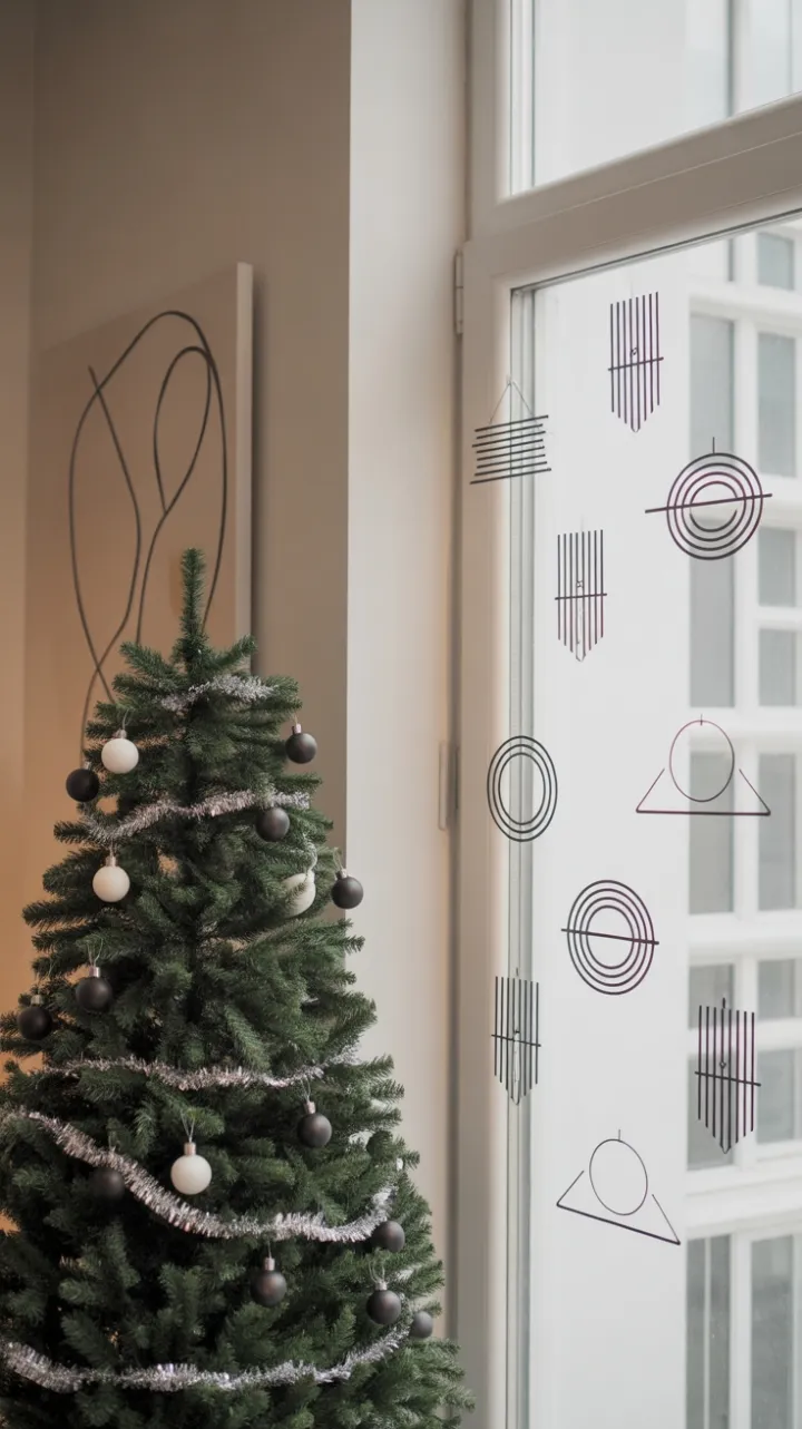 Serene Minimalist Christmas with Geometric Tree and Modern Accents