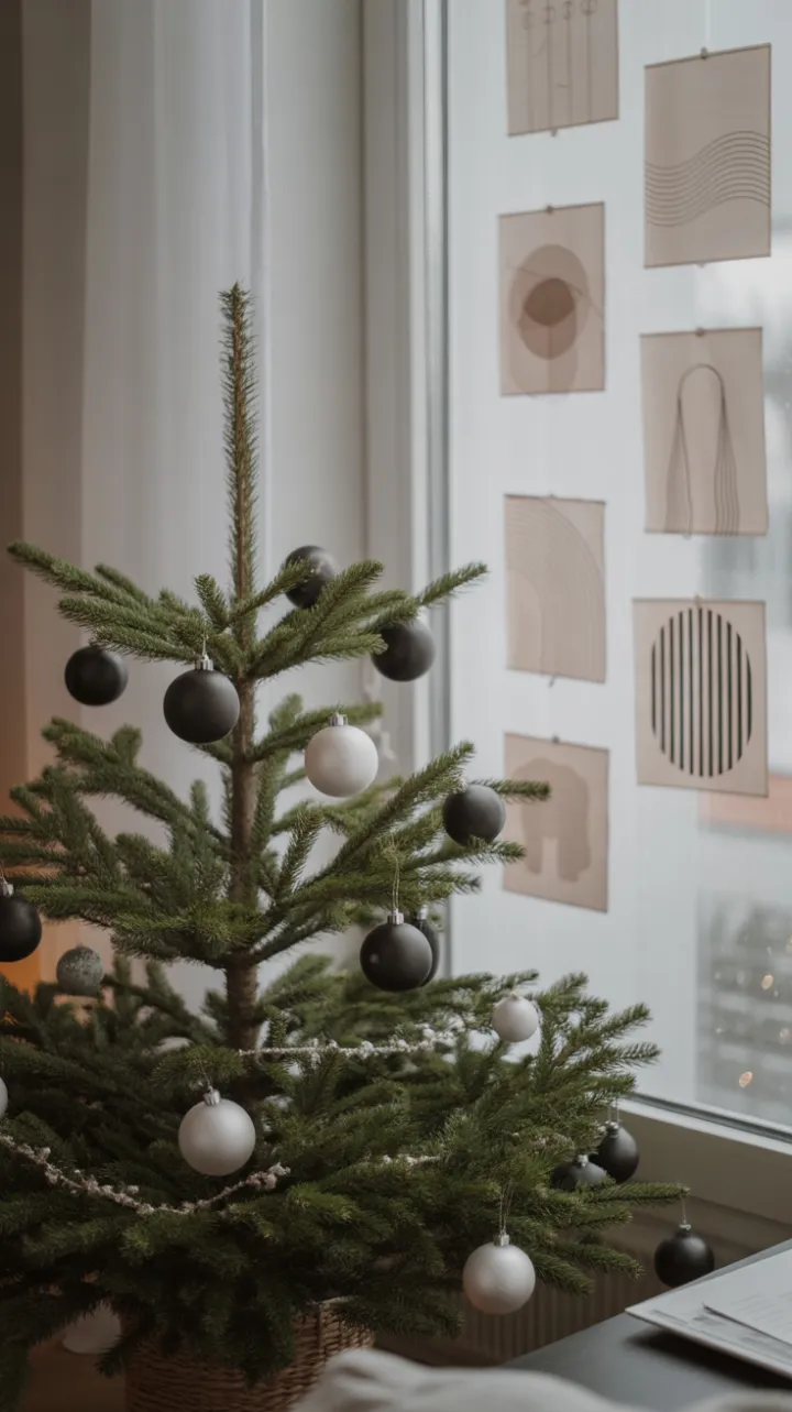 Minimalist Monochrome Christmas with Geometric Tree
