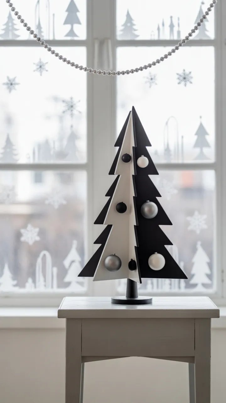 Geometric Black-and-White Christmas in Minimalist Light
