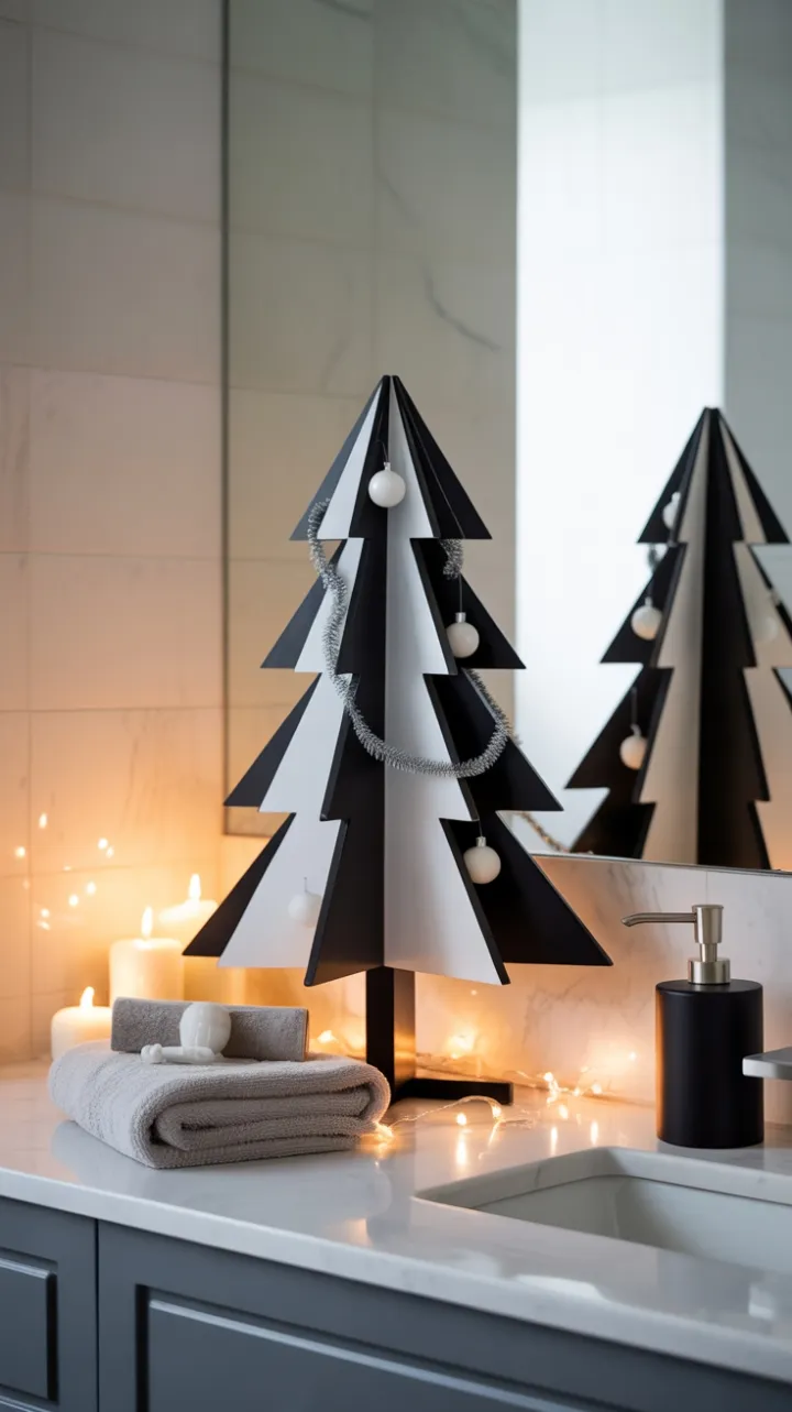 Serene Black-and-White Christmas on Marble