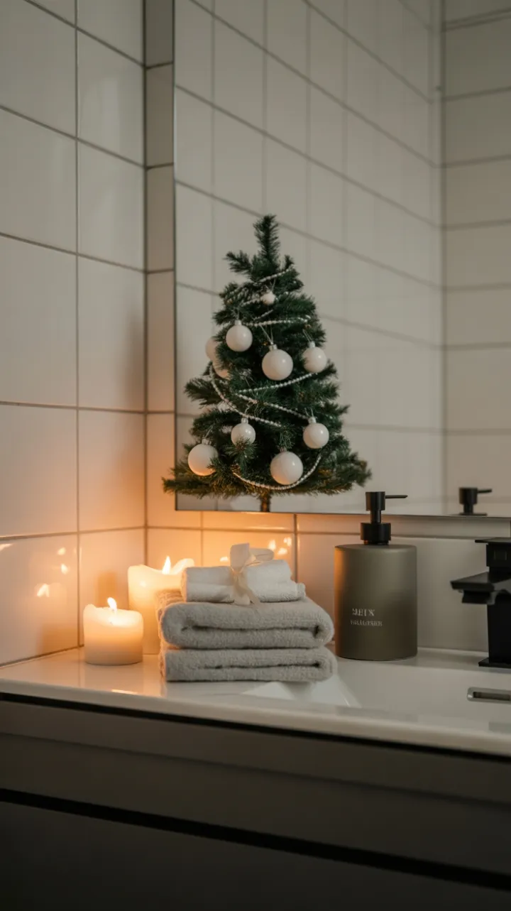 Minimalist Christmas Serenity in a Modern Bathroom