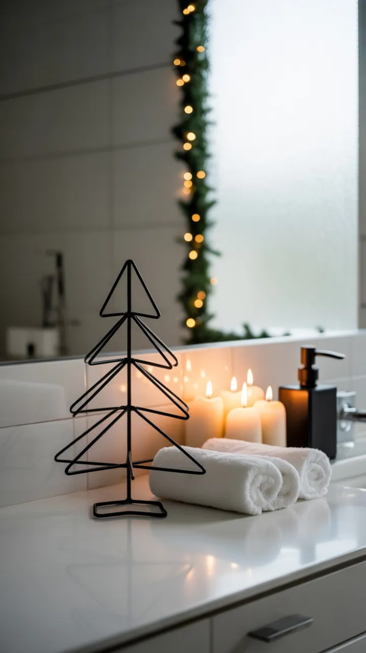 Quiet Holiday Calm in a Minimalist Bathroom