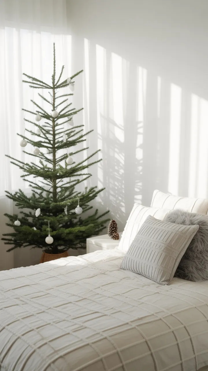 Silent Geometry – Minimalist Black and White Christmas Bedroom